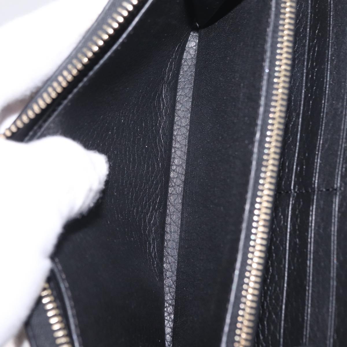 Valentino Rock Studs Long Wallet Leather Black Gold Auth 208442A