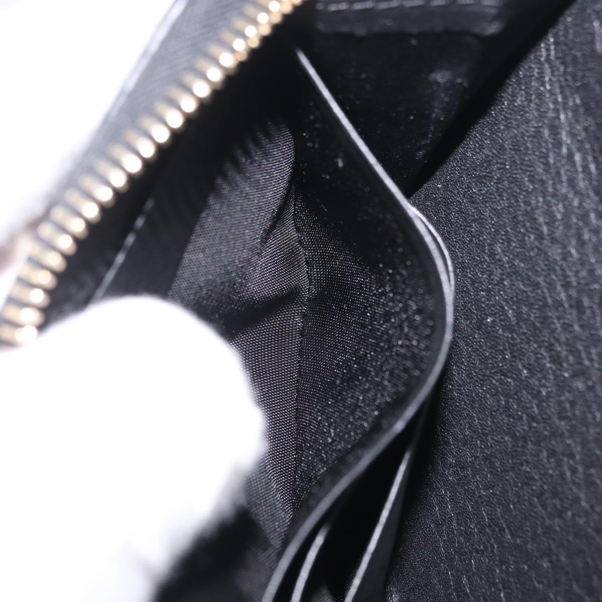 Valentino Rock Studs Long Wallet Leather Black Gold Auth 208442A