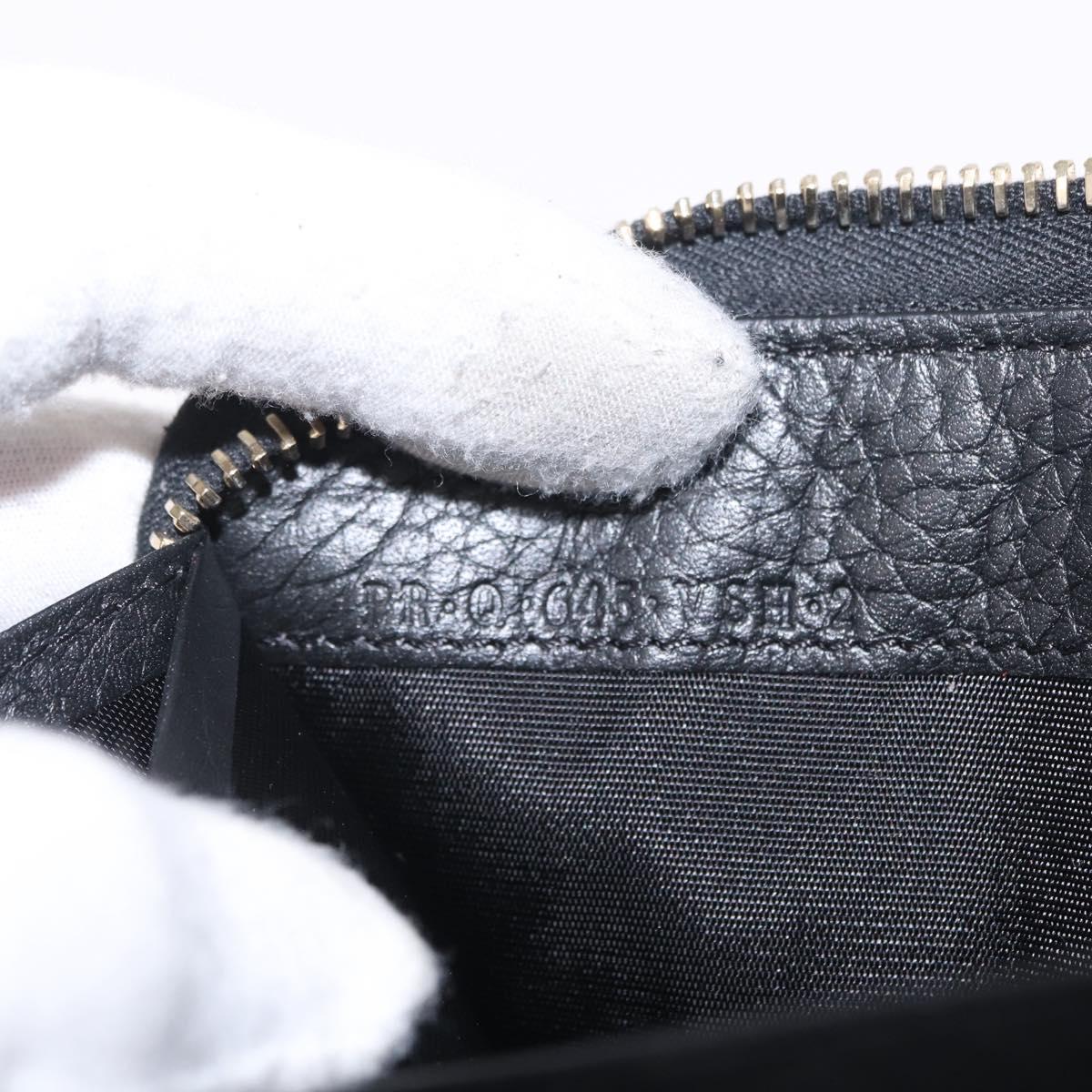 Valentino Rock Studs Long Wallet Leather Black Gold Auth 208442A