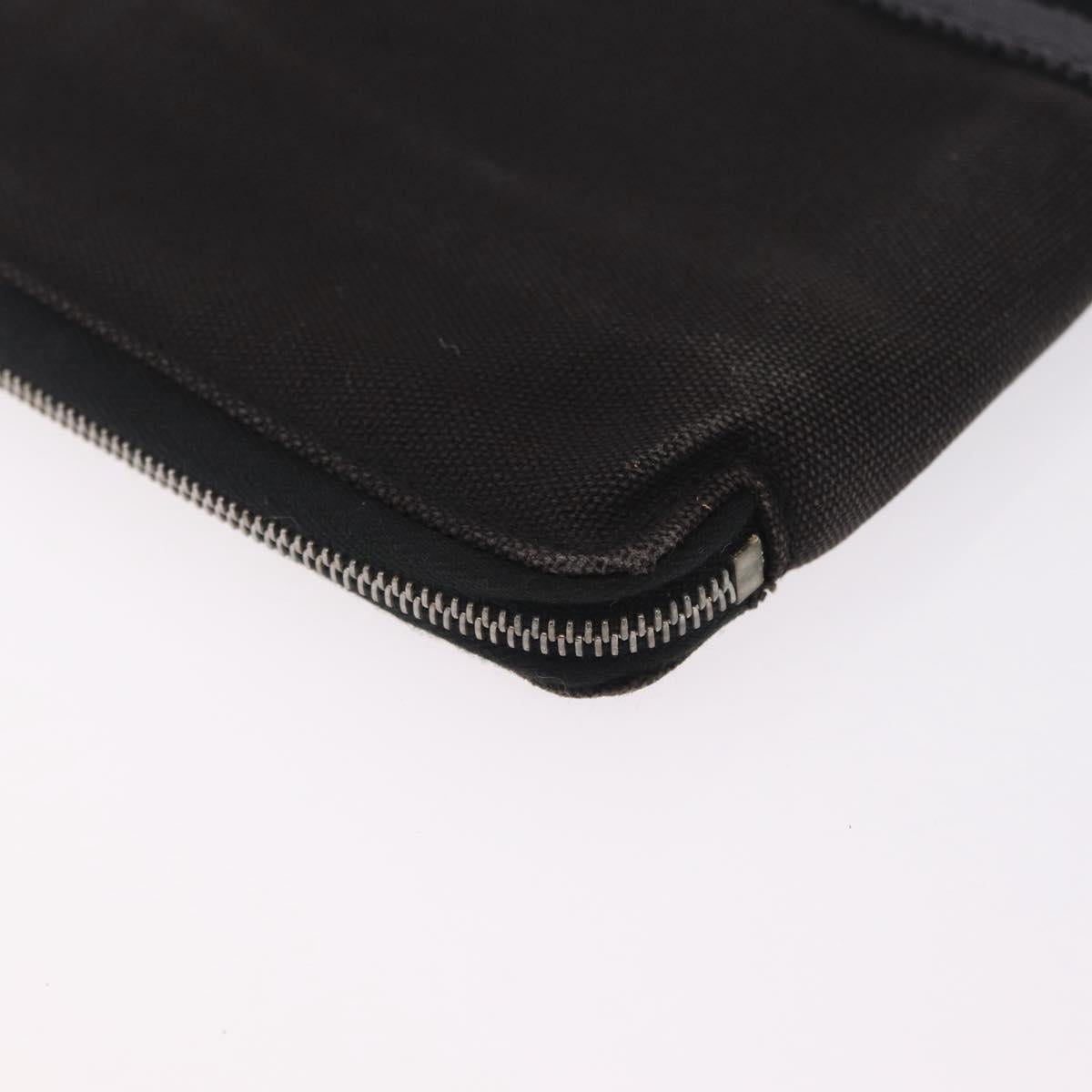 HERMES Fourre Tout Long Wallet Canvas Black Auth 208448