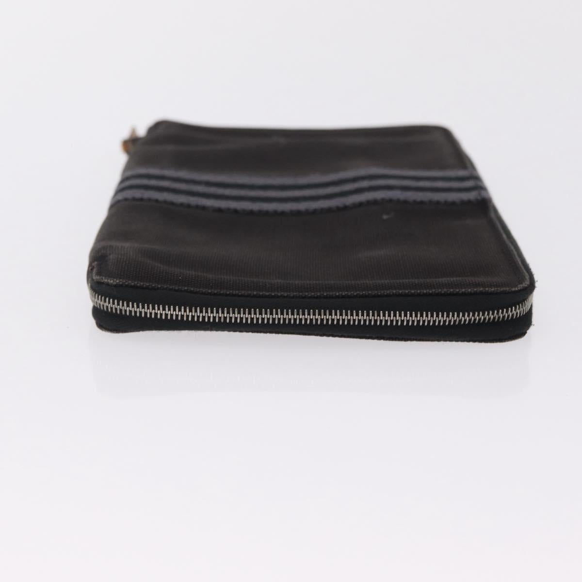 HERMES Fourre Tout Long Wallet Canvas Black Auth 208448