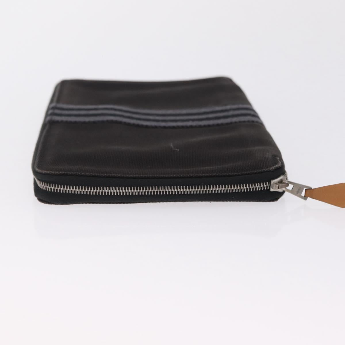HERMES Fourre Tout Long Wallet Canvas Black Auth 208448