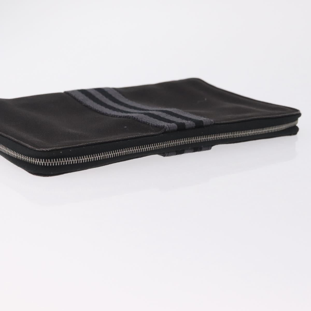 HERMES Fourre Tout Long Wallet Canvas Black Auth 208448