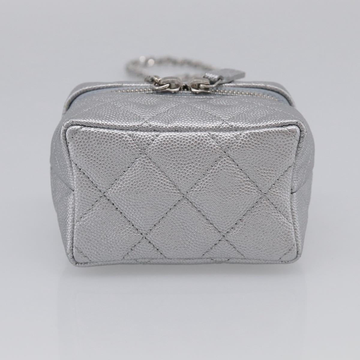 CHANEL Matelasse Chain Shoulder Vanity Pouch Caviar Skin 2way CC Auth 208451SAM