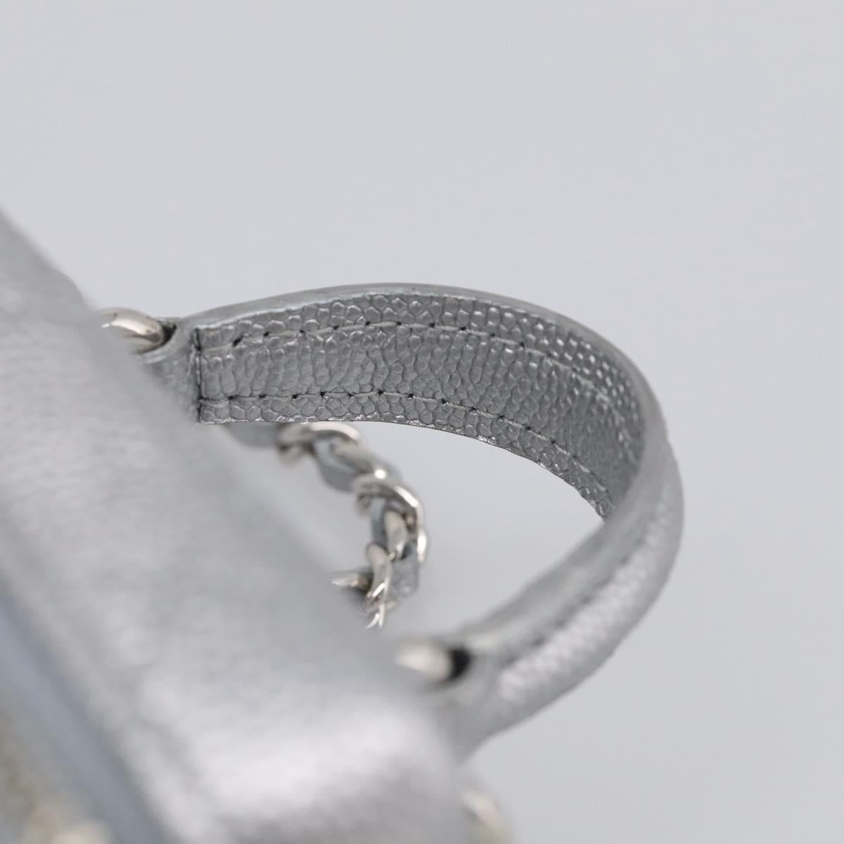 CHANEL Matelasse Chain Shoulder Vanity Pouch Caviar Skin 2way CC Auth 208451SAM