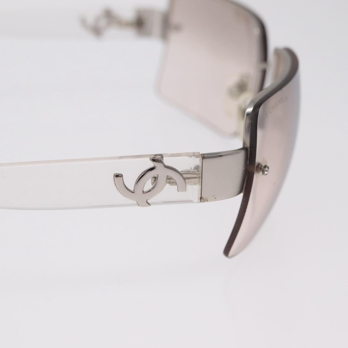 CHANEL Sunglasses metal Clear CC Auth 208452