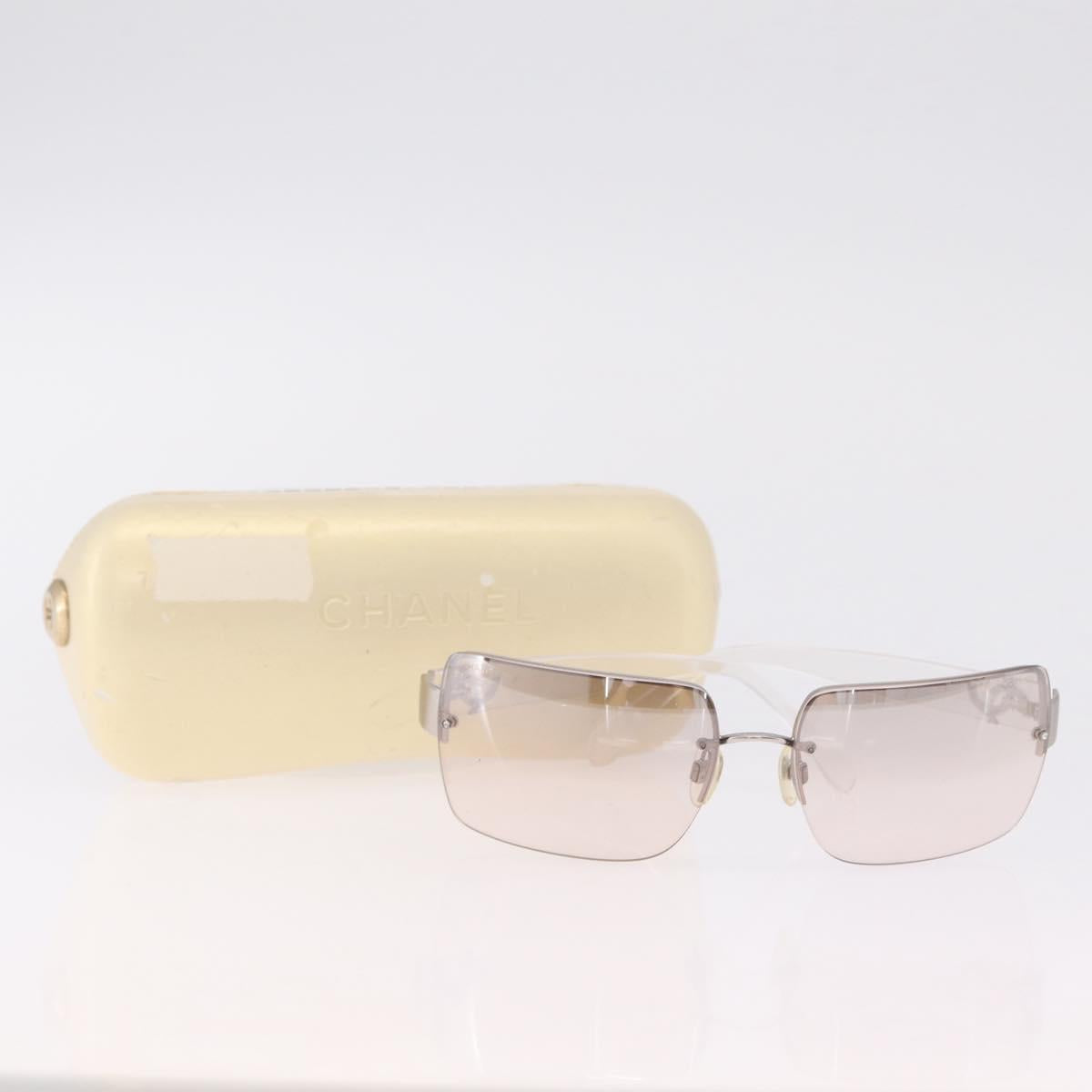 CHANEL Sunglasses metal Clear CC Auth 208452