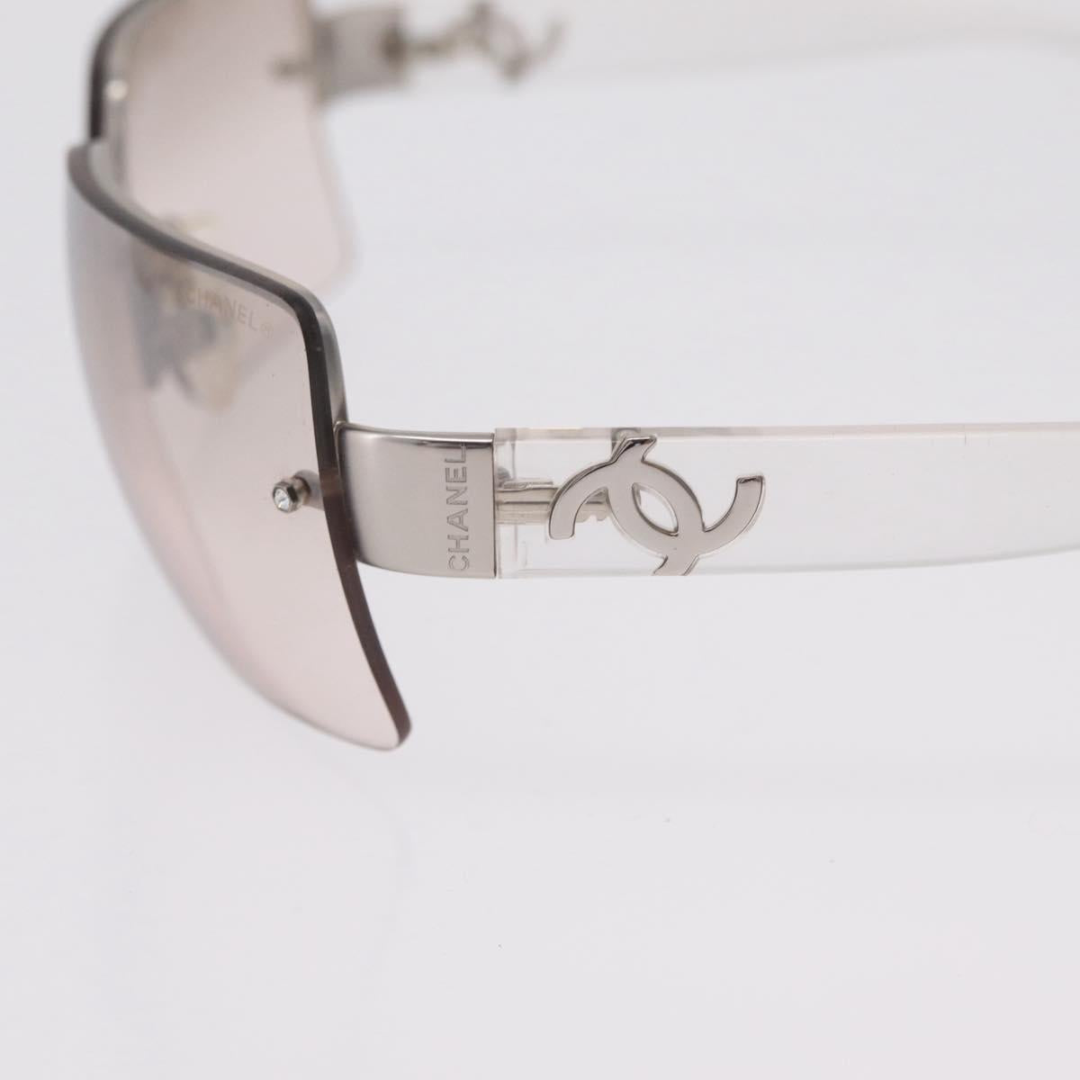 CHANEL Sunglasses metal Clear CC Auth 208452