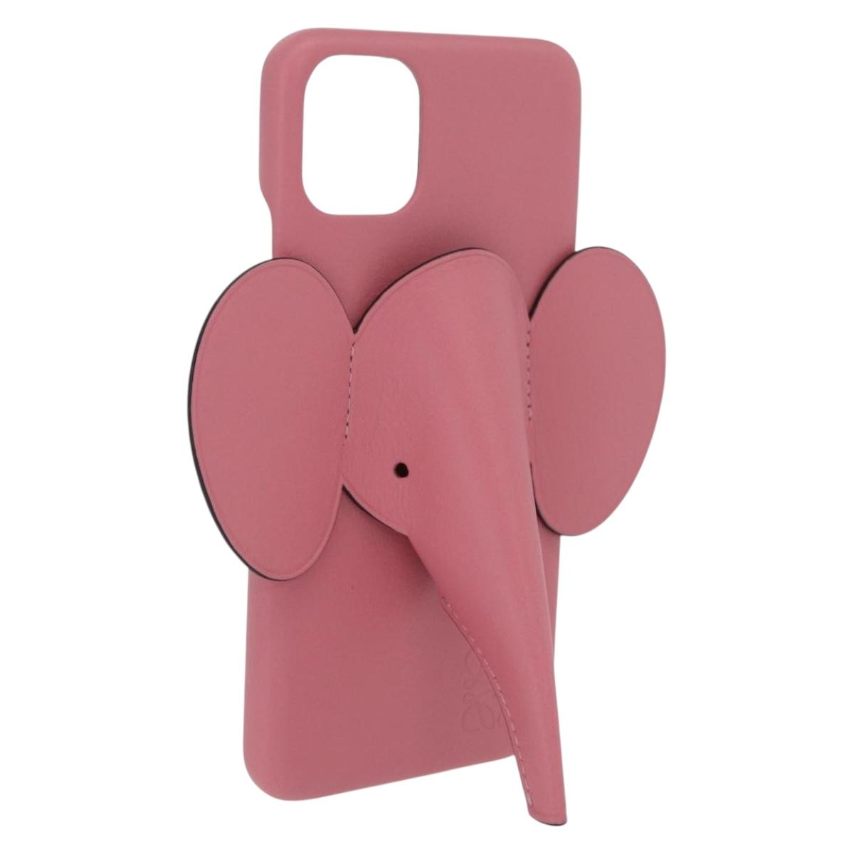 LOEWE Cell Phone Case Leather iPhone 13 Pro MAX Pink Auth 208460M