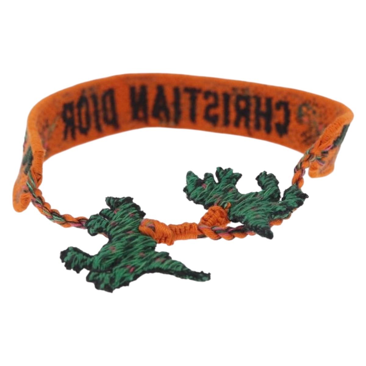 Christian Dior Bracelet Canvas Orange Auth 208462