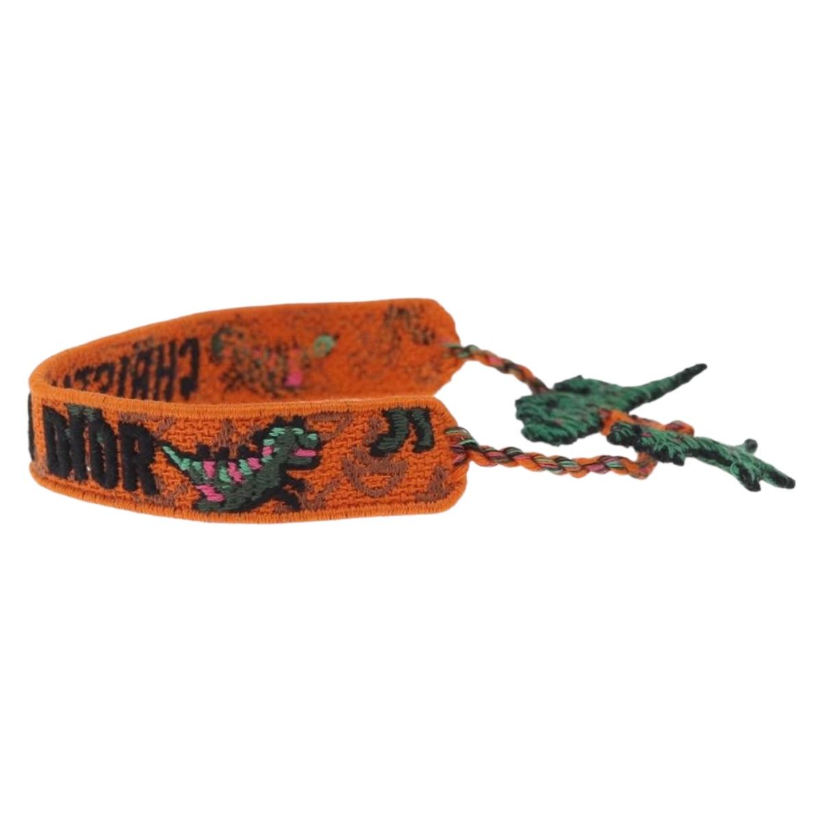 Christian Dior Bracelet Canvas Orange Auth 208462