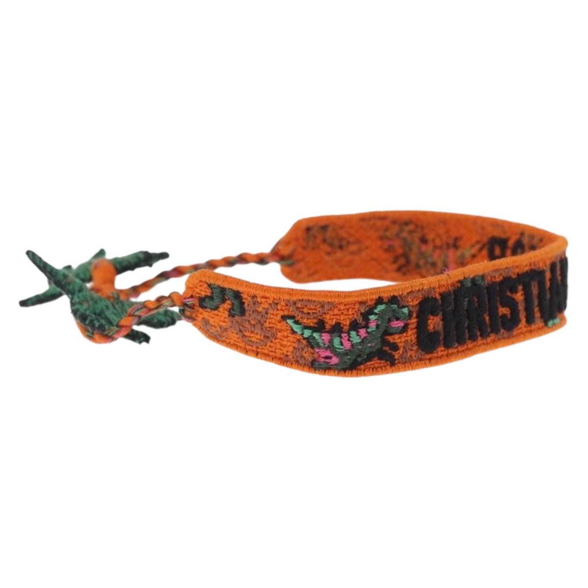 Christian Dior Bracelet Canvas Orange Auth 208462