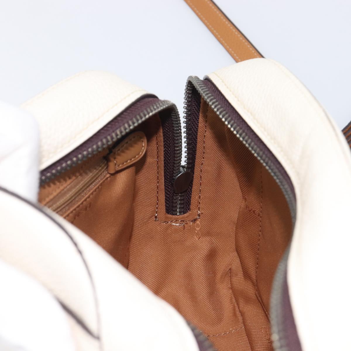 Coach Shoulder Bag Leather White Auth 208471A
