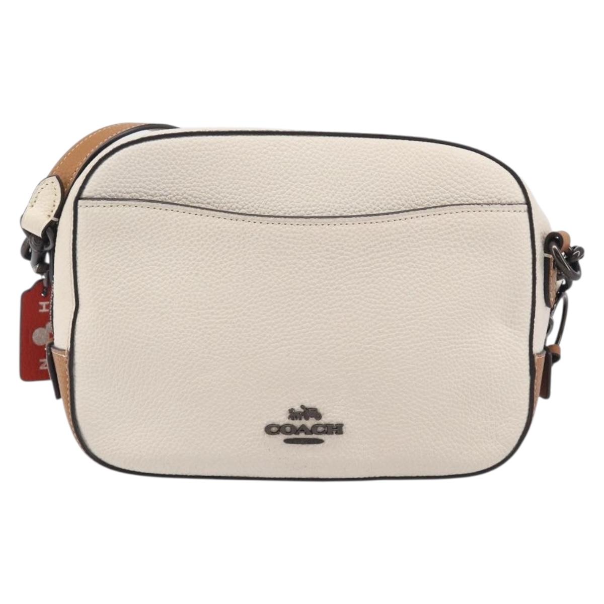 Coach Shoulder Bag Leather White Auth 208471A