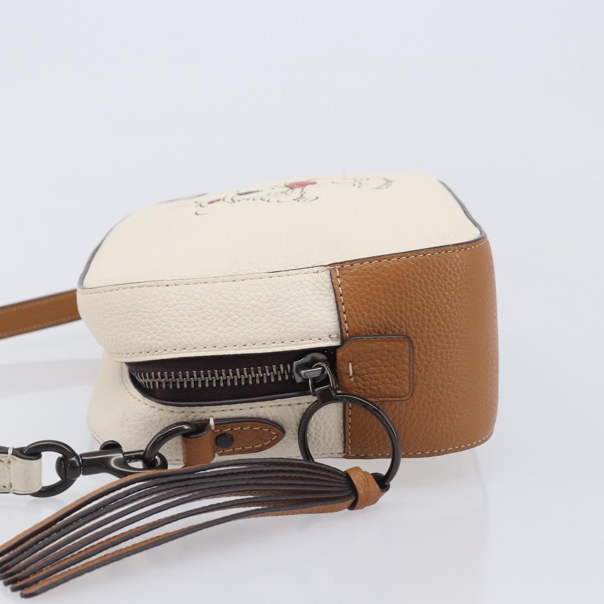 Coach Shoulder Bag Leather White Auth 208471A