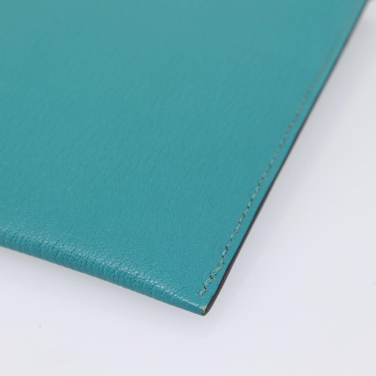 HERMES Envelope Trio Pouch Leather Green Auth 208473M