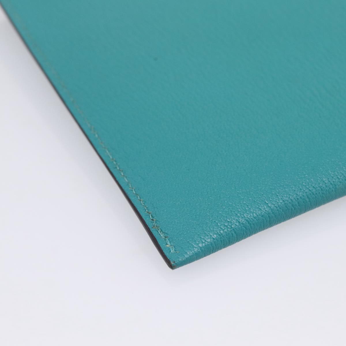 HERMES Envelope Trio Pouch Leather Green Auth 208473M