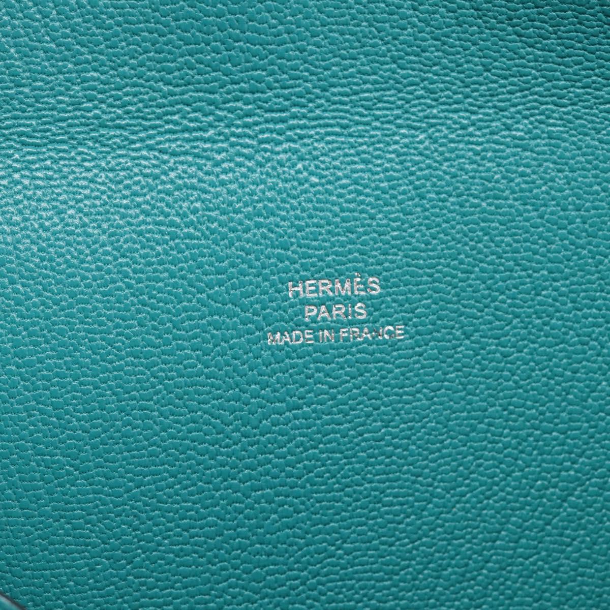 HERMES Envelope Trio Pouch Leather Green Auth 208473M