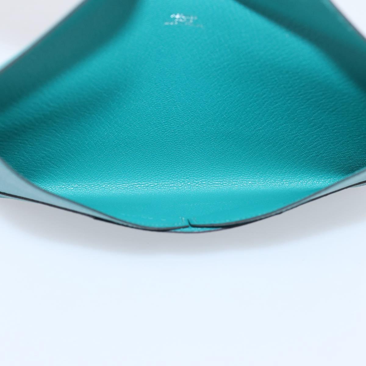 HERMES Envelope Trio Pouch Leather Green Auth 208473M