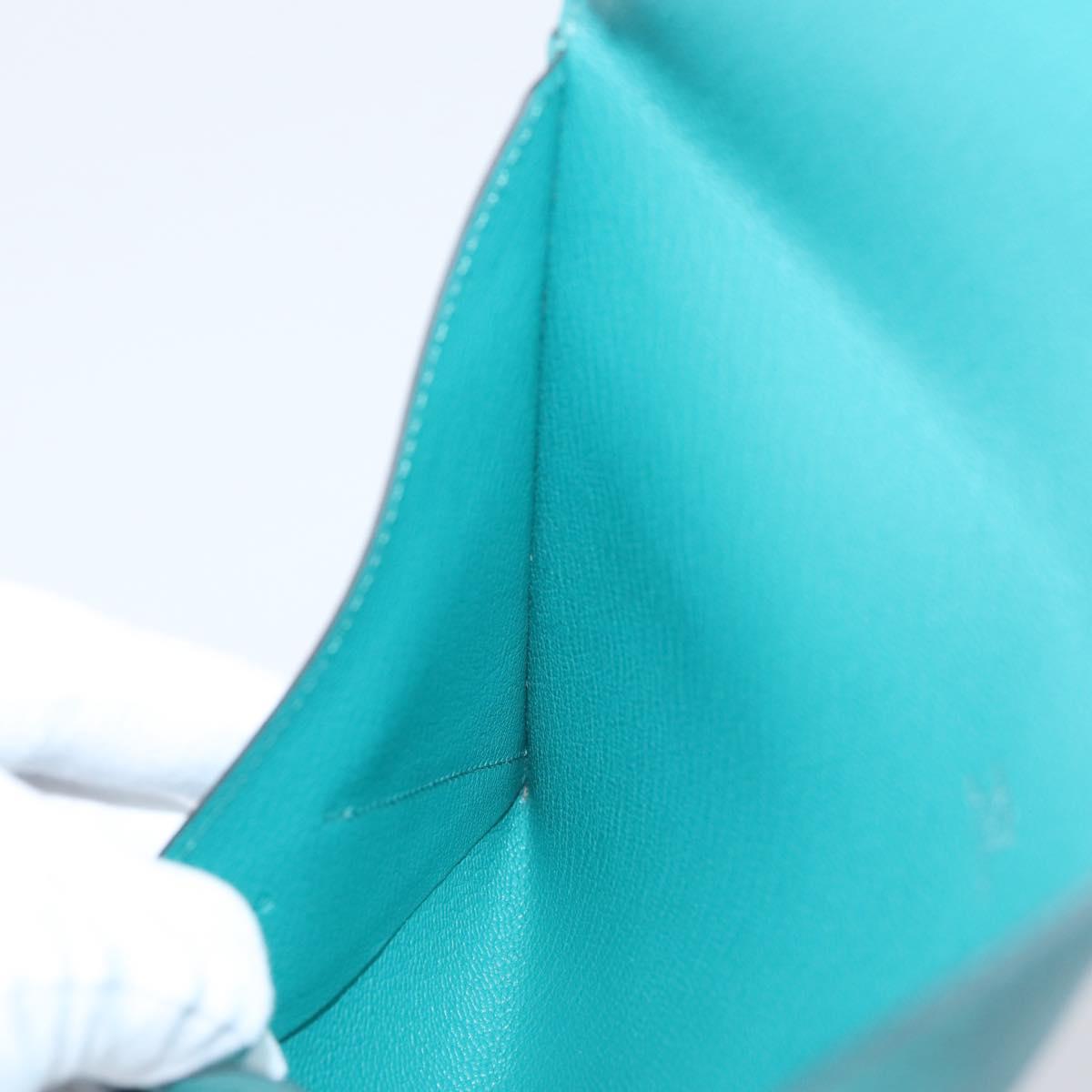 HERMES Envelope Trio Pouch Leather Green Auth 208473M