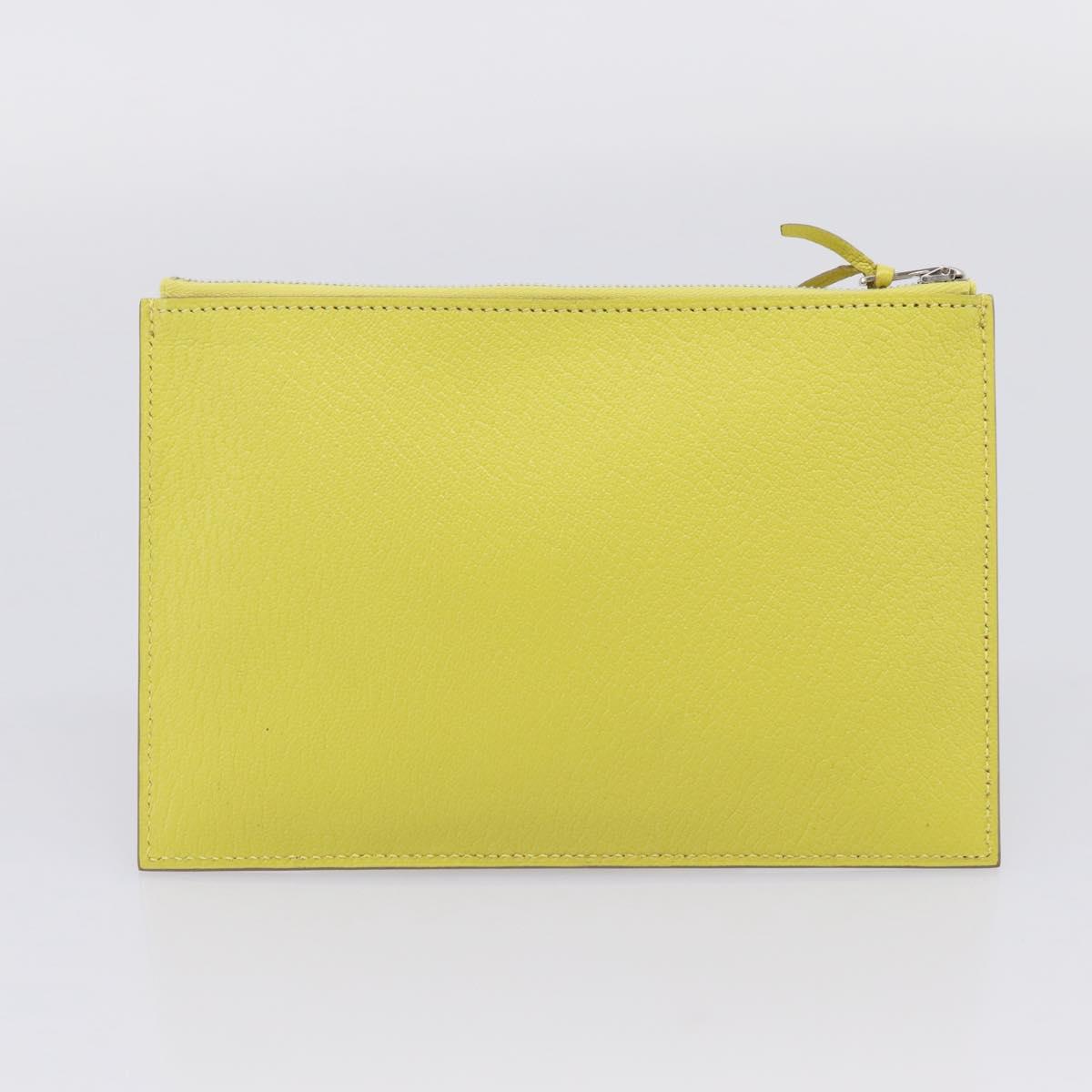 HERMES Envelope Trio Pouch Leather Green Auth 208473M