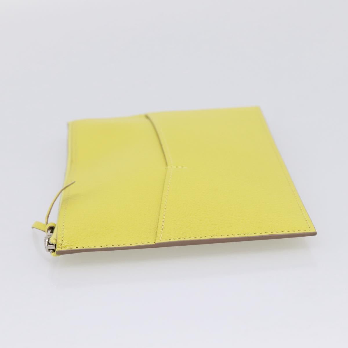 HERMES Envelope Trio Pouch Leather Green Auth 208473M