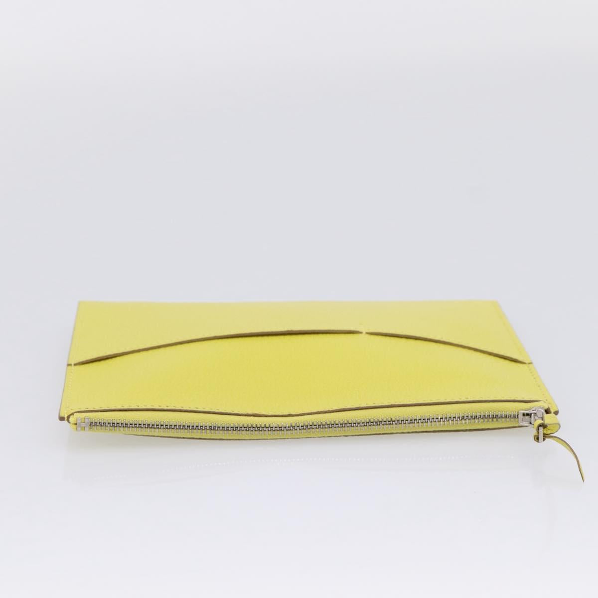 HERMES Envelope Trio Pouch Leather Green Auth 208473M