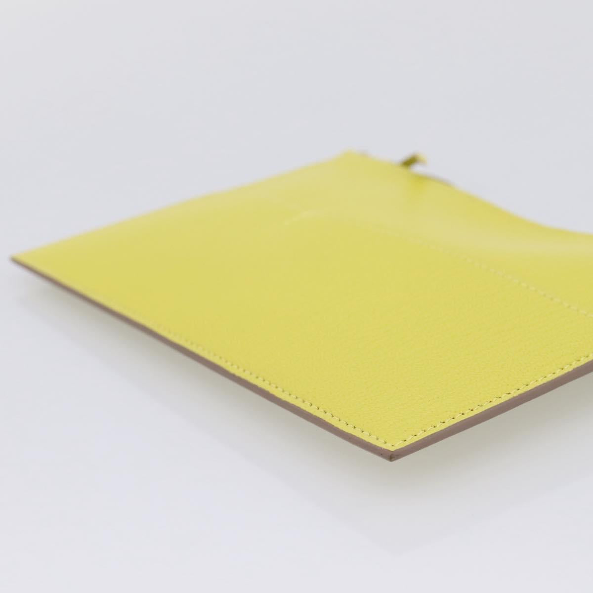 HERMES Envelope Trio Pouch Leather Green Auth 208473M