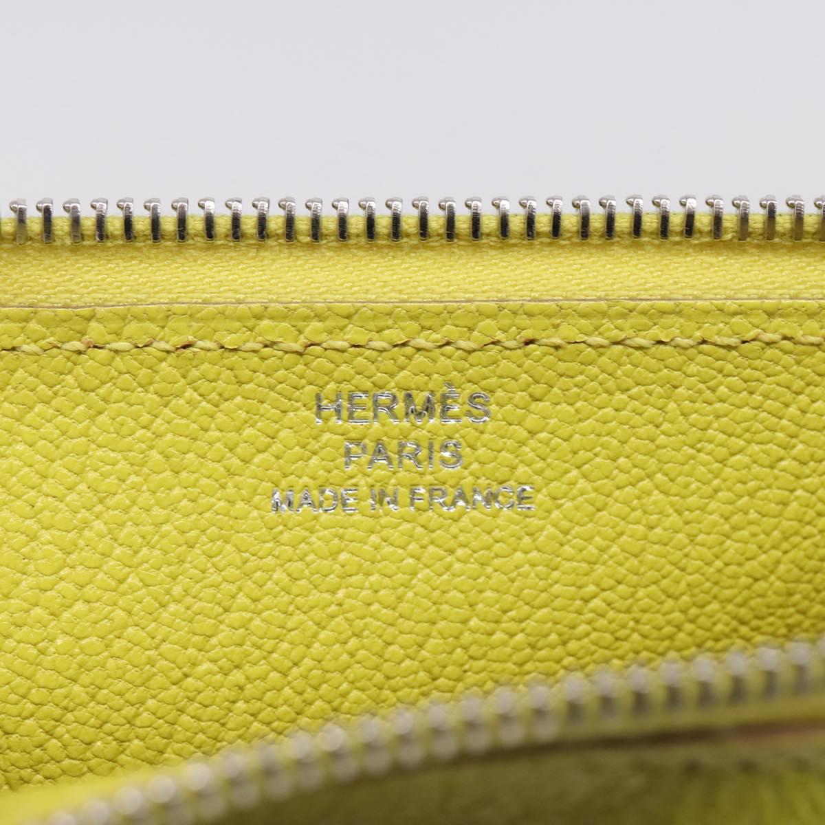 HERMES Envelope Trio Pouch Leather Green Auth 208473M
