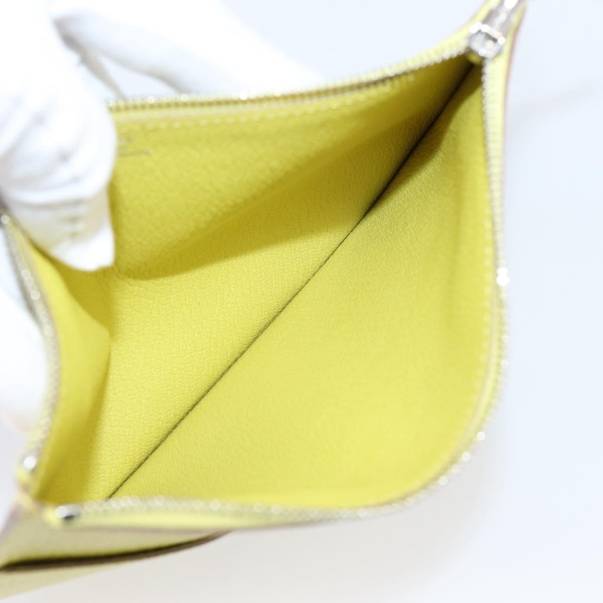 HERMES Envelope Trio Pouch Leather Green Auth 208473M