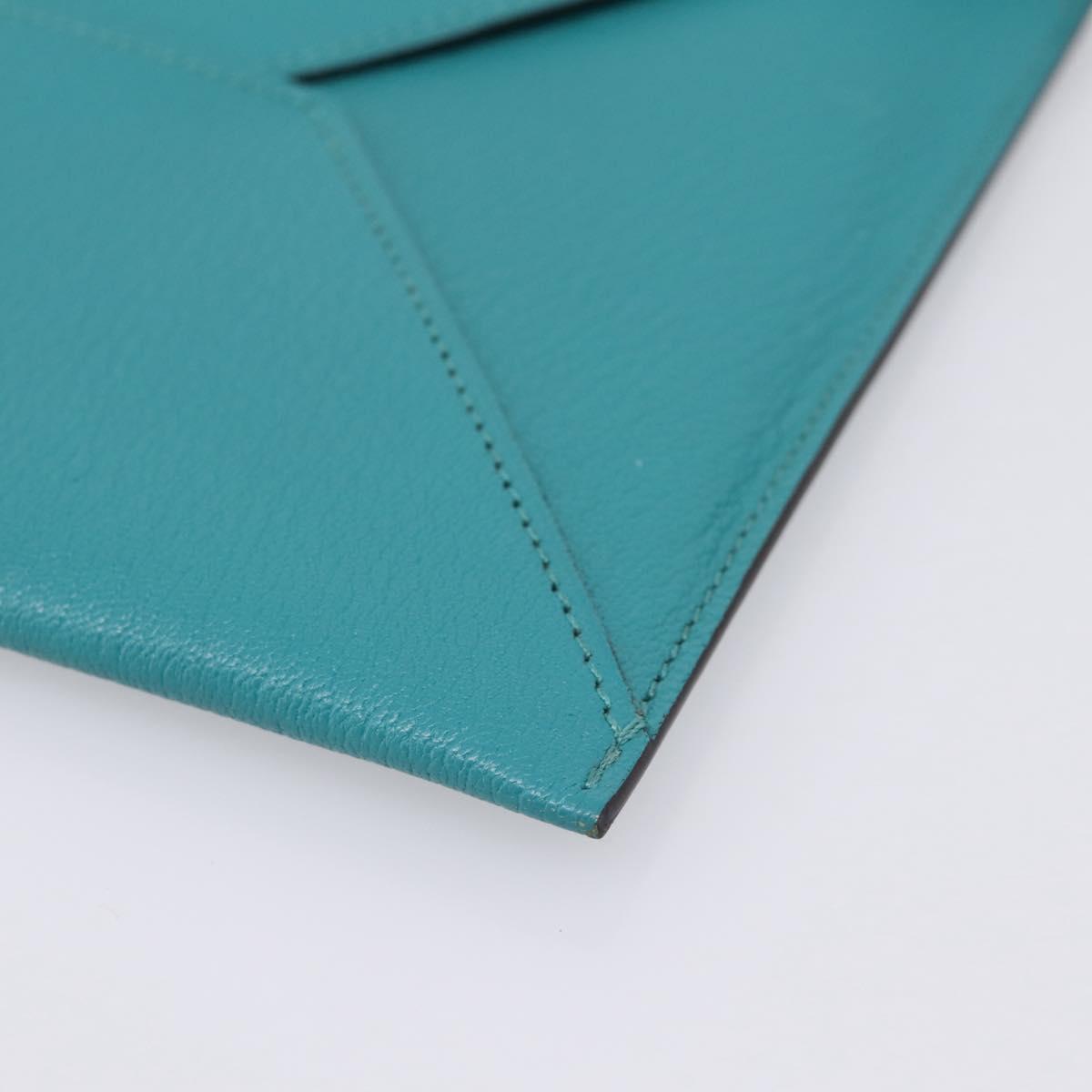 HERMES Envelope Trio Pouch Leather Green Auth 208473M