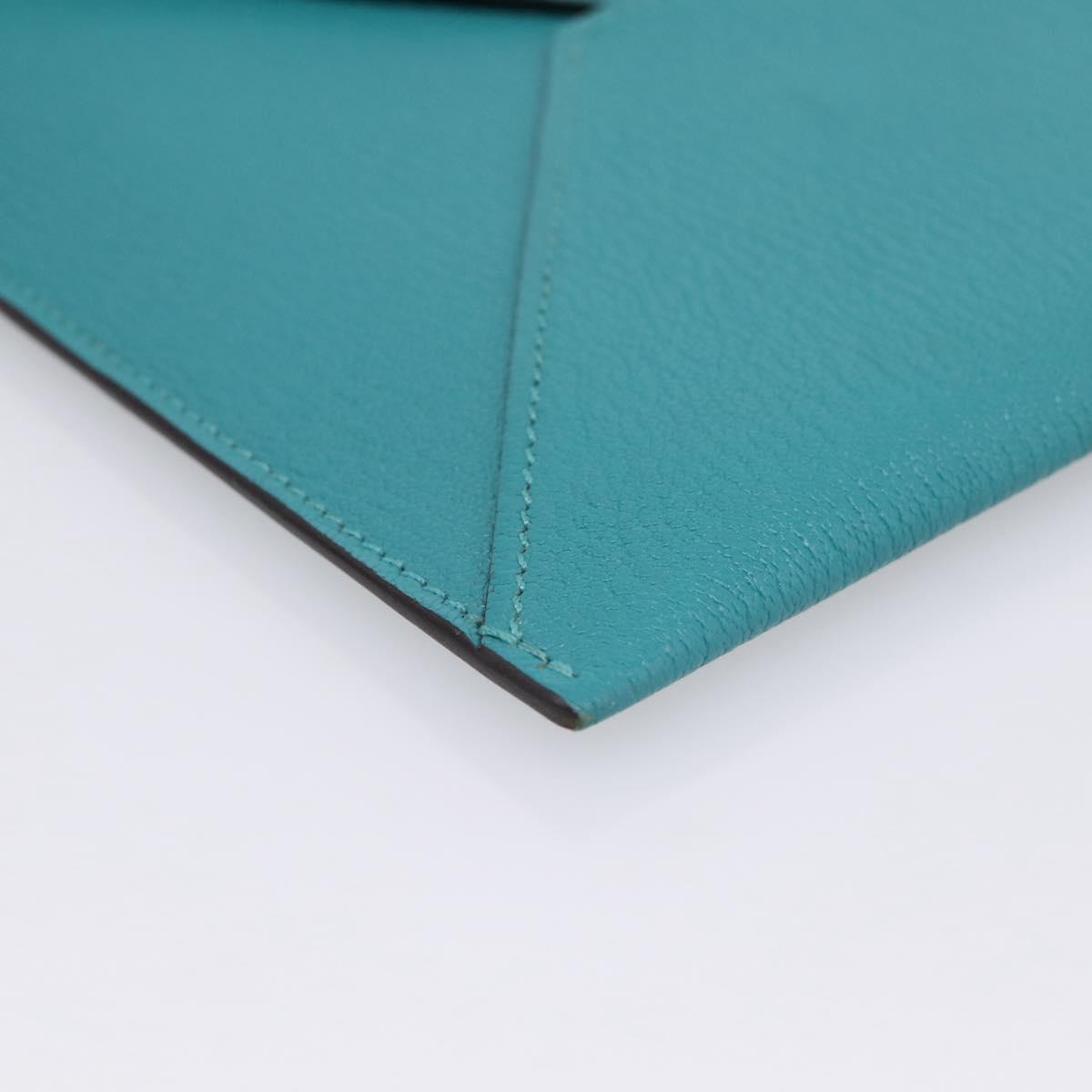 HERMES Envelope Trio Pouch Leather Green Auth 208473M