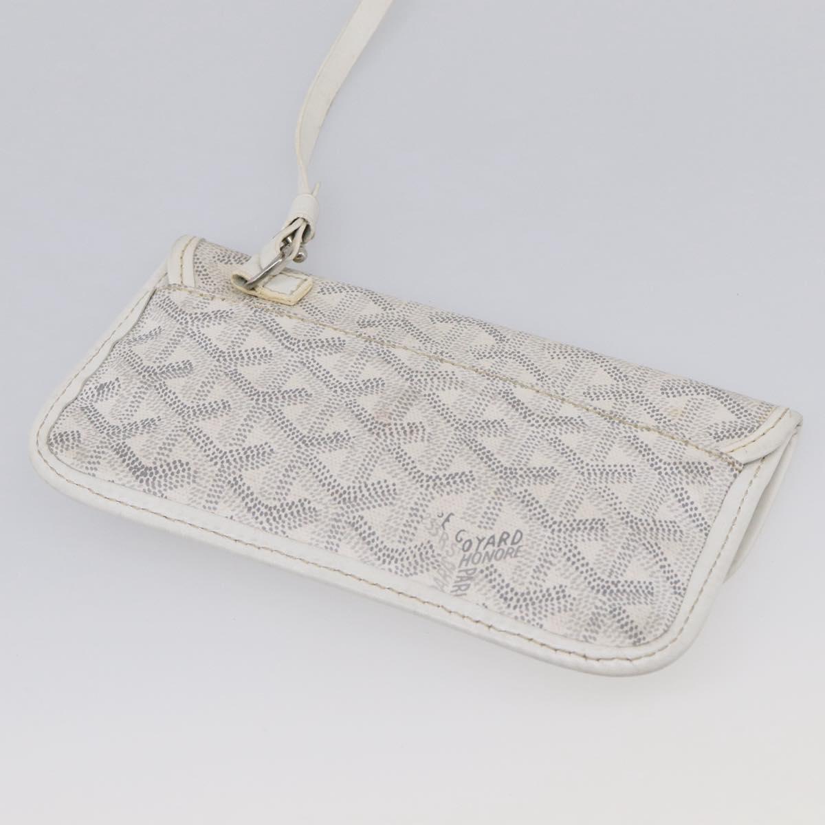 Goyard Herringbone Saint Louis PM Tote Bag PVC White Silver Auth 208478