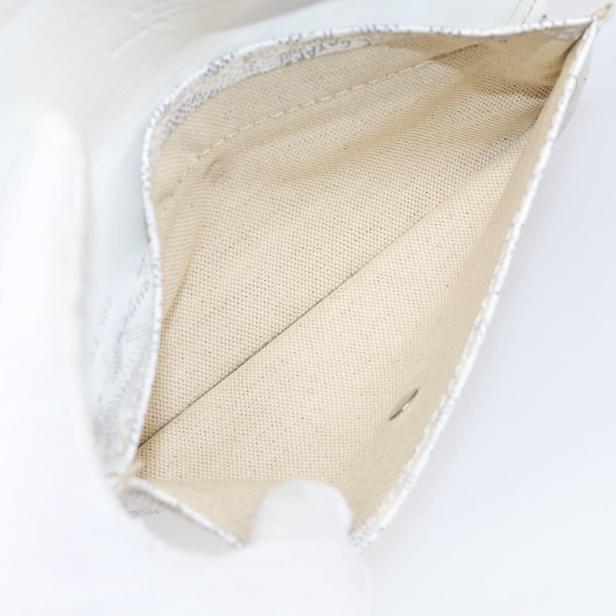 Goyard Herringbone Saint Louis PM Tote Bag PVC White Silver Auth 208478