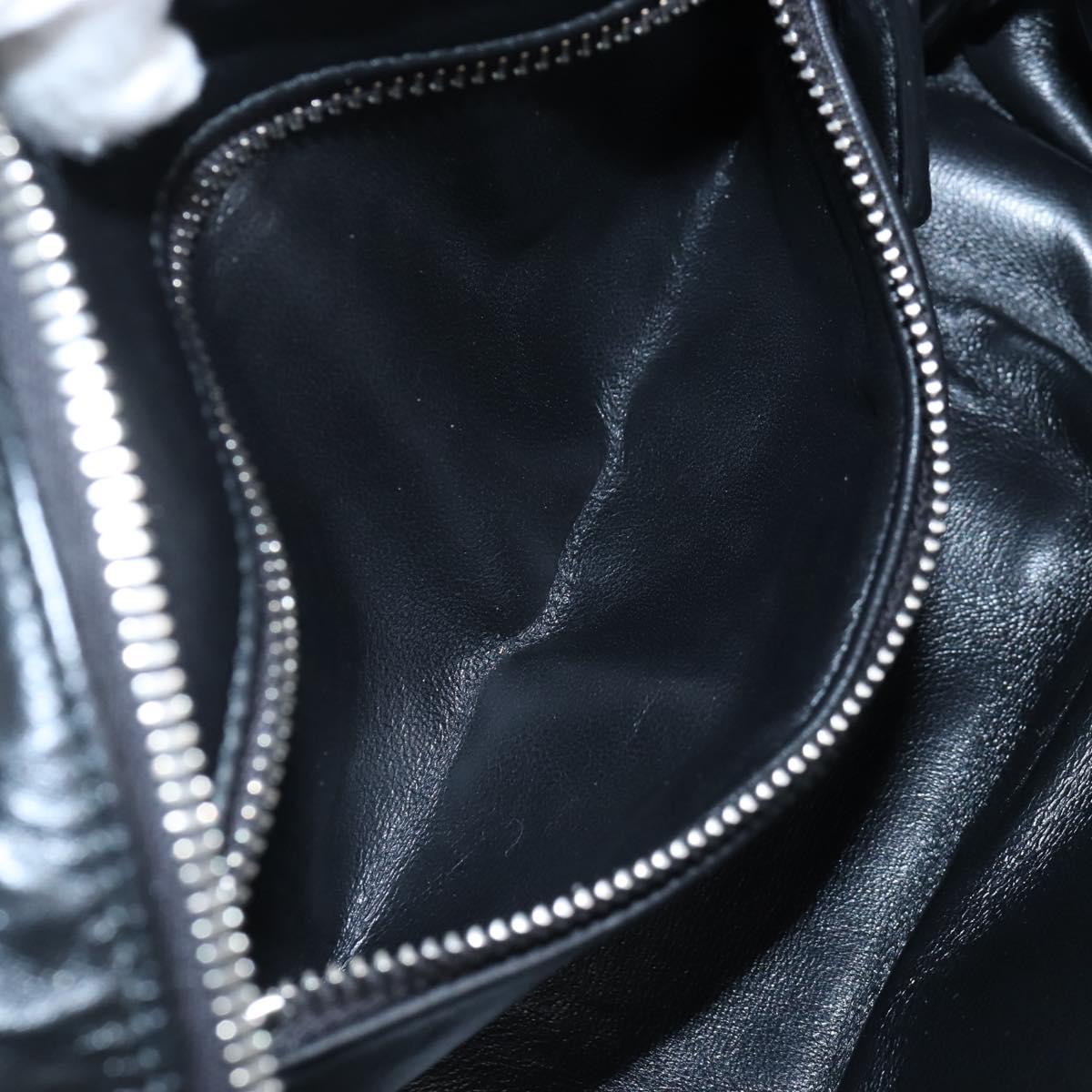 PRADA Hand Bag Leather 2way Black Silver Auth 208497SAM