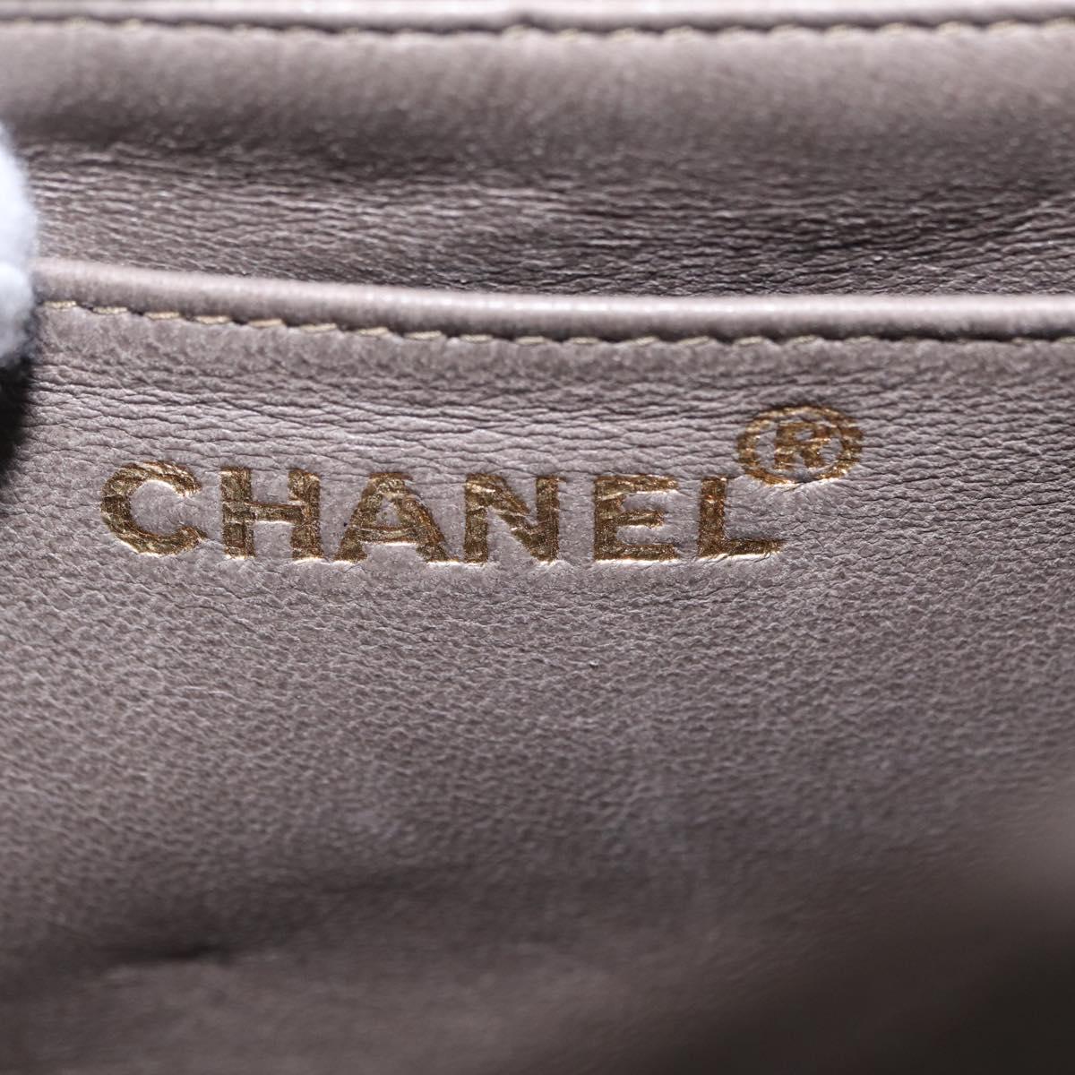 CHANEL Matelasse Shoulder Bag Suede Gray Gold Tone CC Auth 208499V