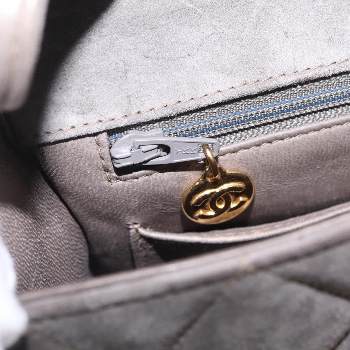 CHANEL Matelasse Shoulder Bag Suede Gray Gold Tone CC Auth 208499V