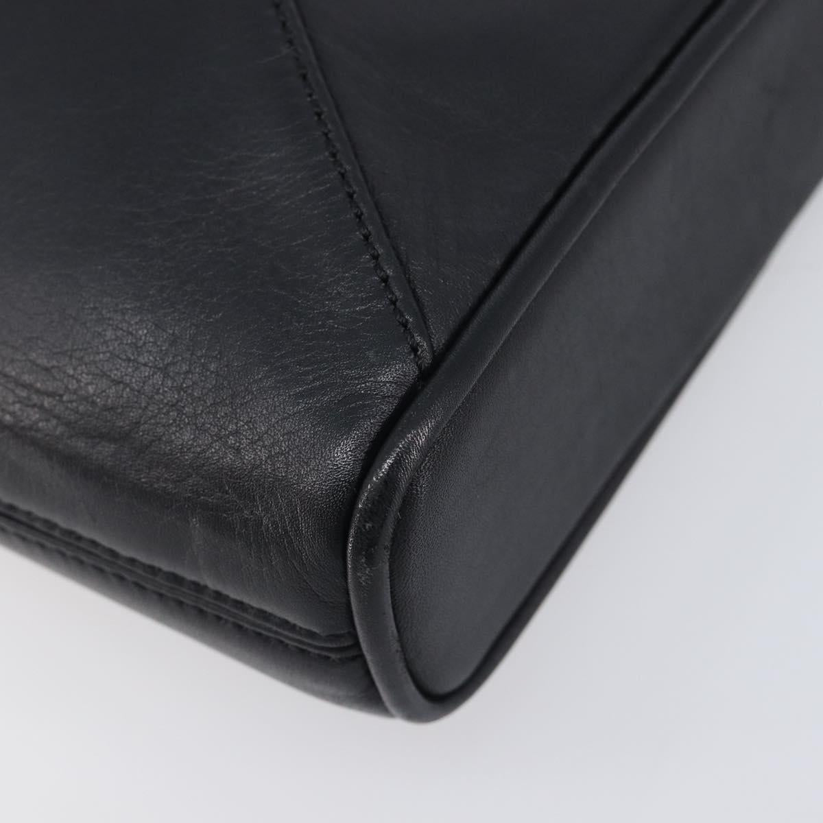 CELINE Shoulder Bag Leather Black Auth 208500A