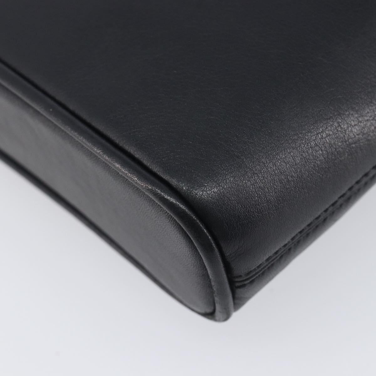 CELINE Shoulder Bag Leather Black Auth 208500A