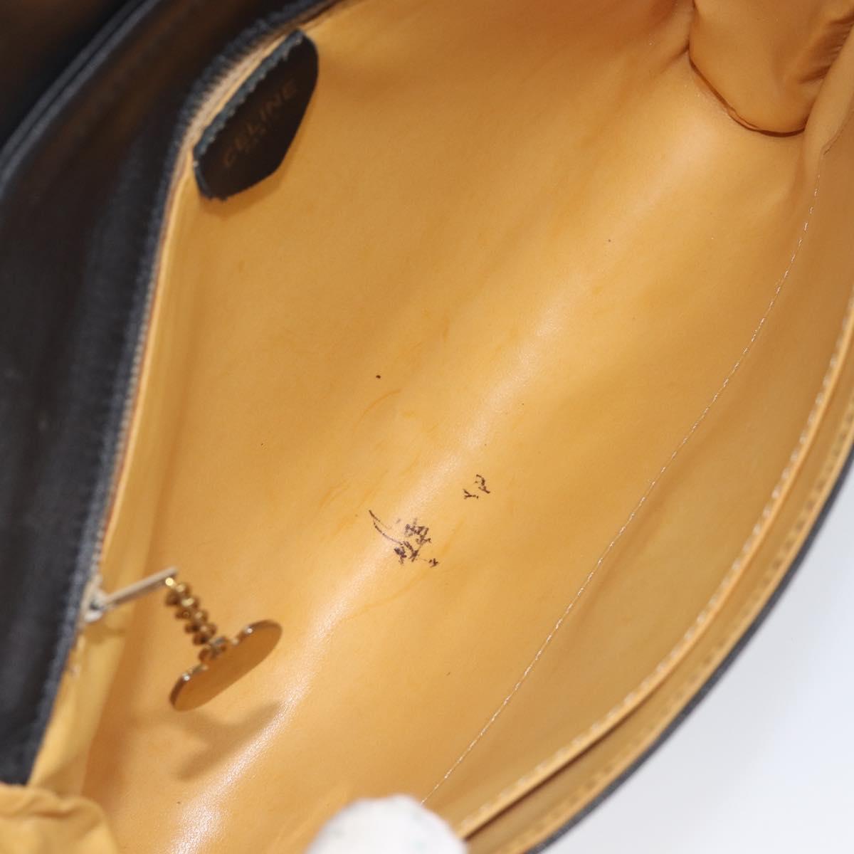 CELINE Shoulder Bag Leather Black Auth 208500A
