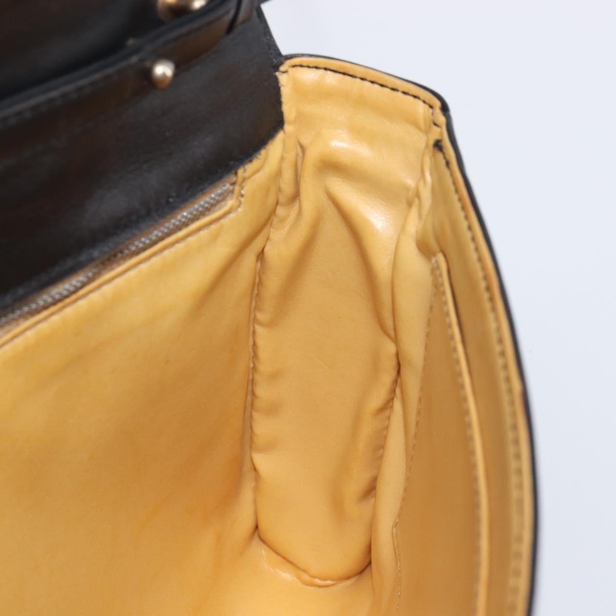 CELINE Shoulder Bag Leather Black Auth 208500A