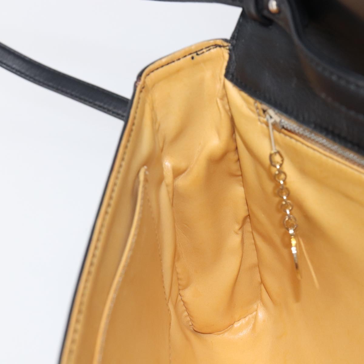 CELINE Shoulder Bag Leather Black Auth 208500A