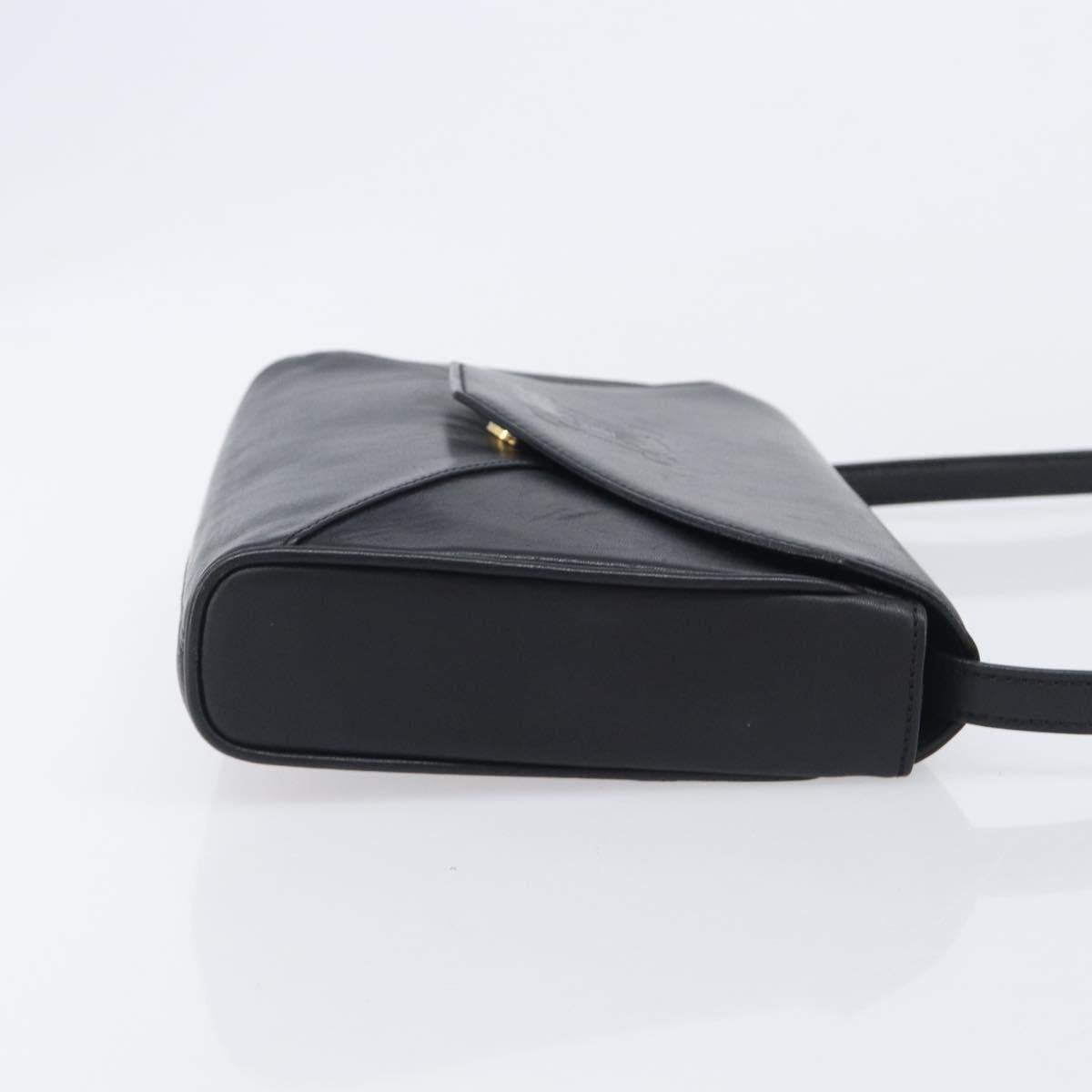 CELINE Shoulder Bag Leather Black Auth 208500A