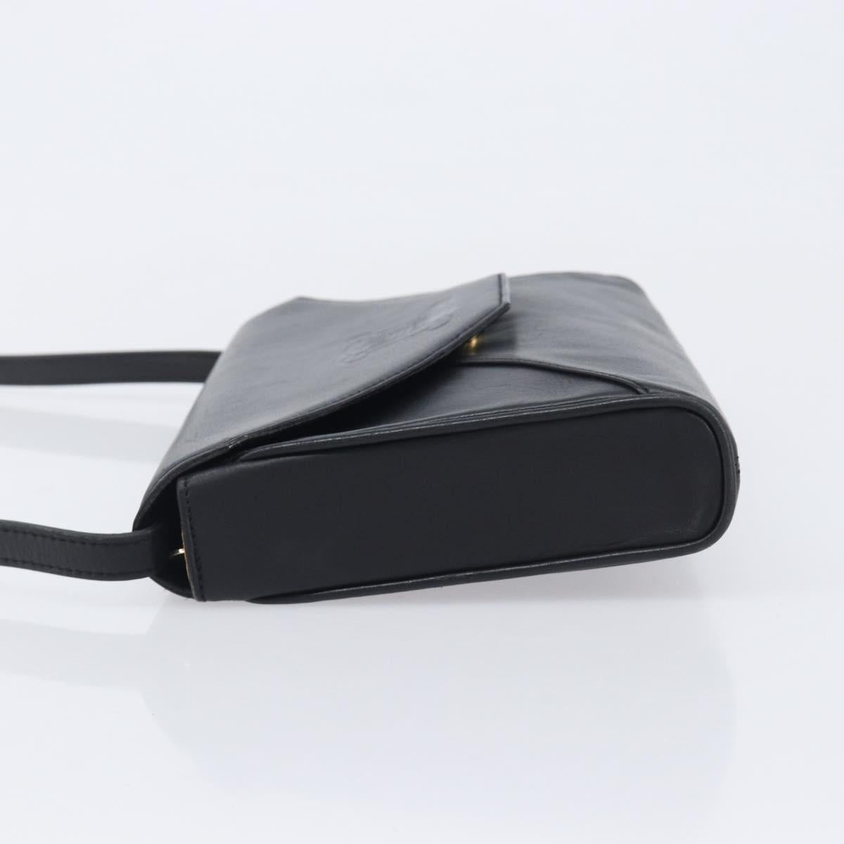 CELINE Shoulder Bag Leather Black Auth 208500A