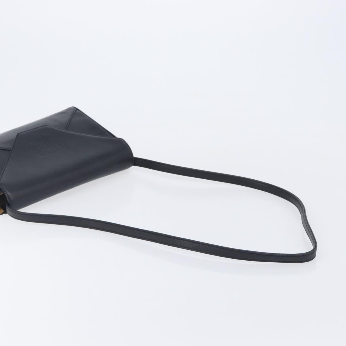CELINE Shoulder Bag Leather Black Auth 208500A