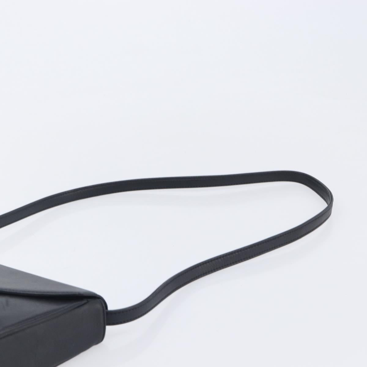 CELINE Shoulder Bag Leather Black Auth 208500A