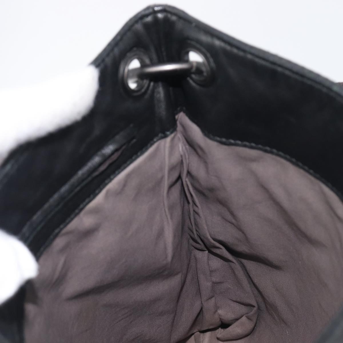 Bottega Veneta INTRECCIATO Shoulder Bag Leather Black Auth 208503V
