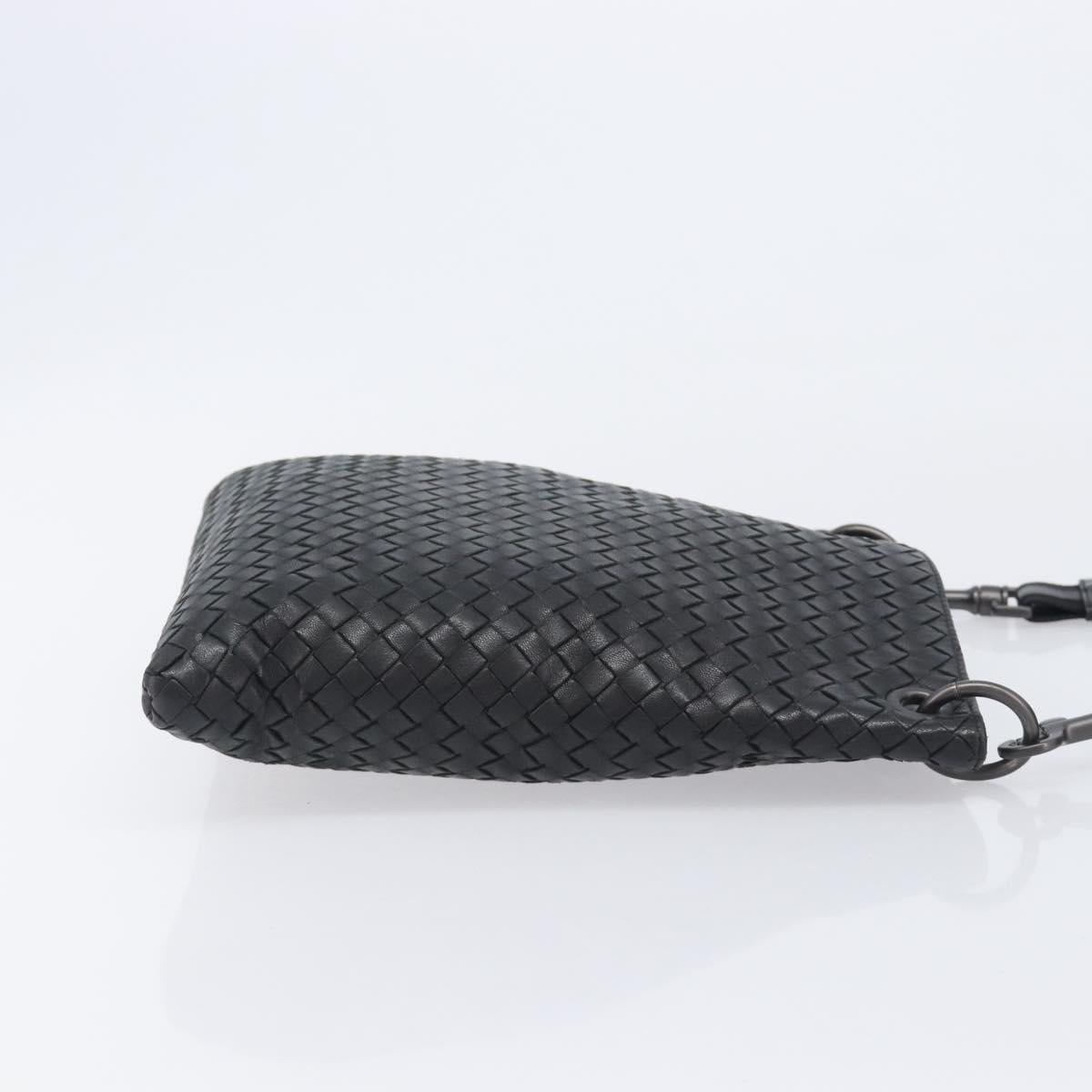 Bottega Veneta INTRECCIATO Shoulder Bag Leather Black Auth 208503V