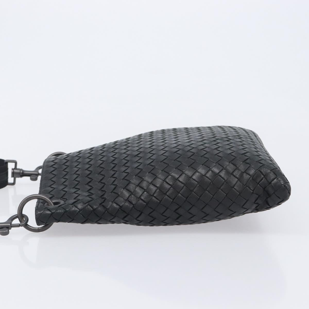 Bottega Veneta INTRECCIATO Shoulder Bag Leather Black Auth 208503V