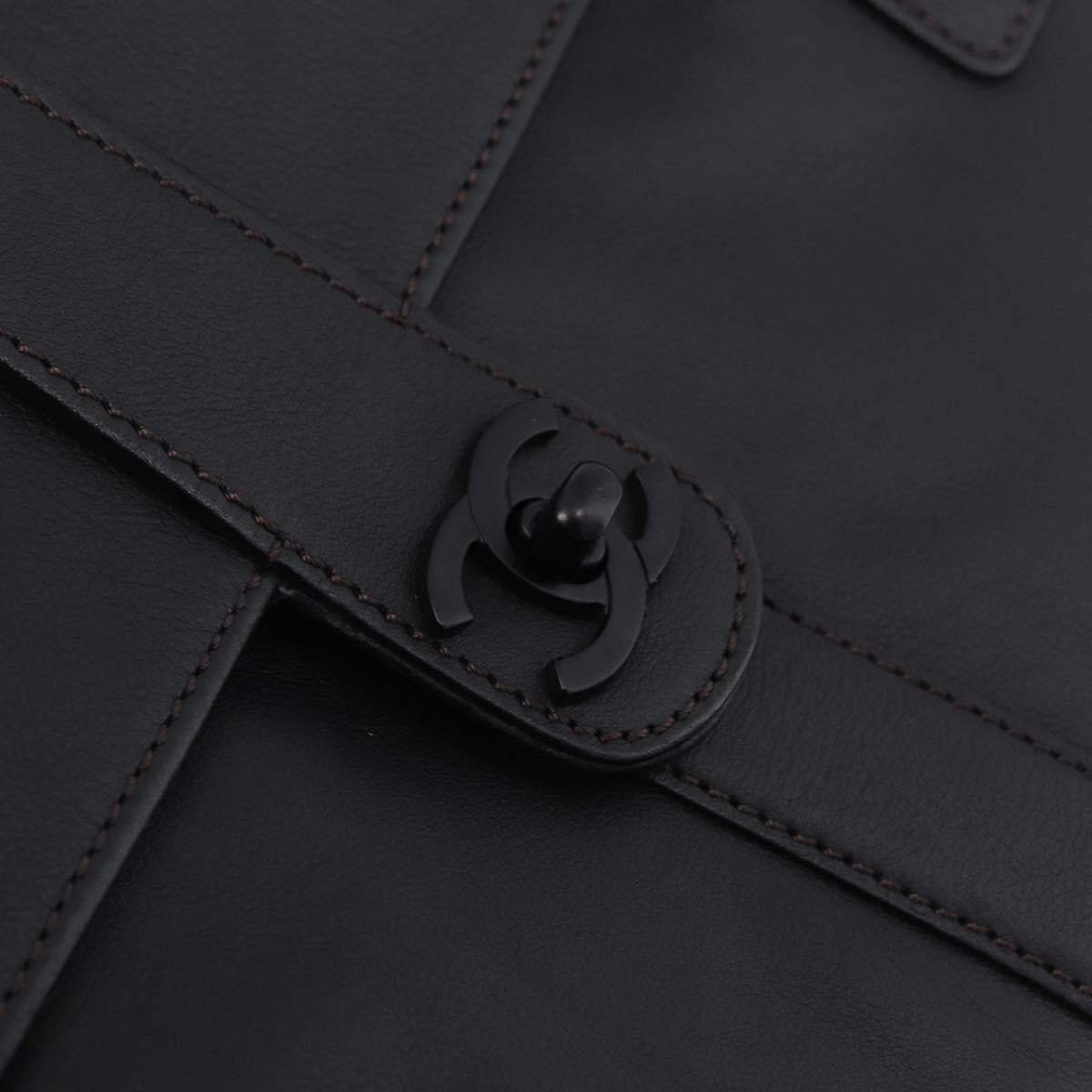 CHANEL Hand Bag Lamb Skin Black CC Auth 208505SAV